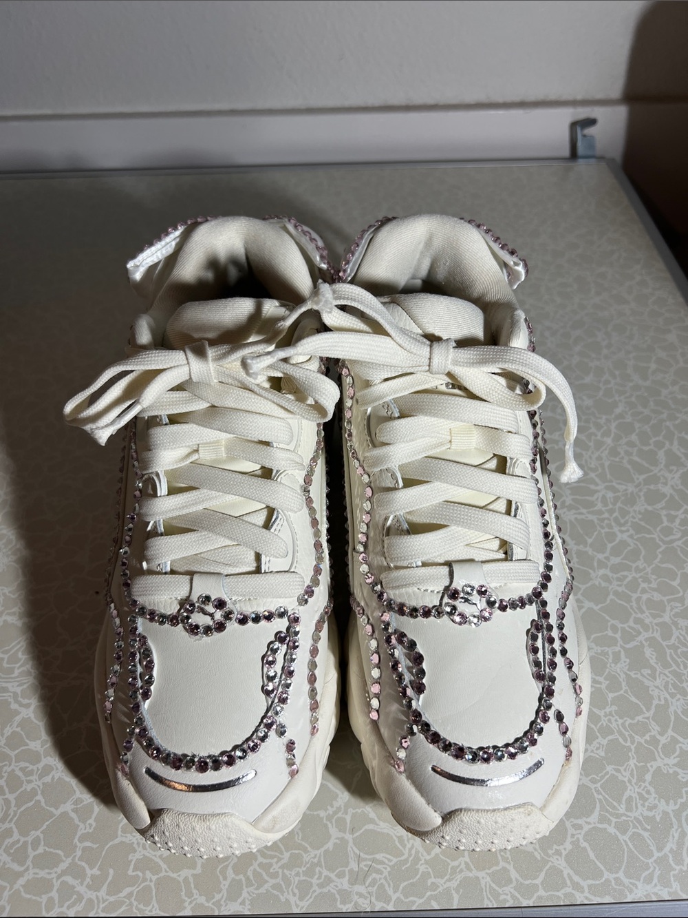 Puma custom Embellished Ivory Women's Fashion Sneakers